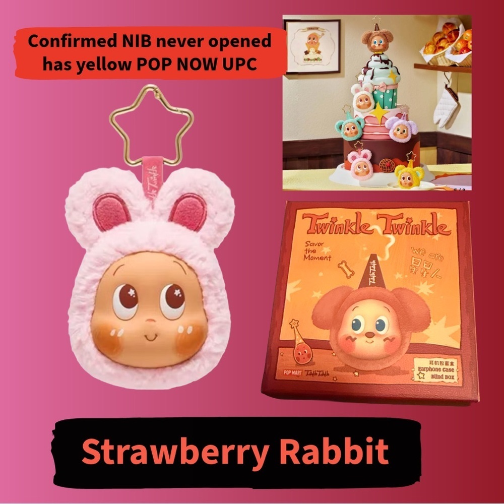 NIB Pop Mart Twinkle Twinkle savor the moment Strawberry rabbit Earphone Case - Picture 2 of 12
